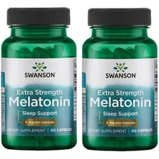 2 x SWANSON MELATONIN 5mg-120 Caps (2x60) - Sleep support EXTRA STRENGTH !!!