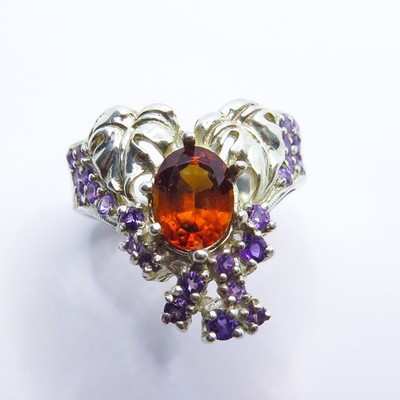 1,75ct Natürlicher Zimt Orange Hessonit Granat 925 Silber / Gold / Plati