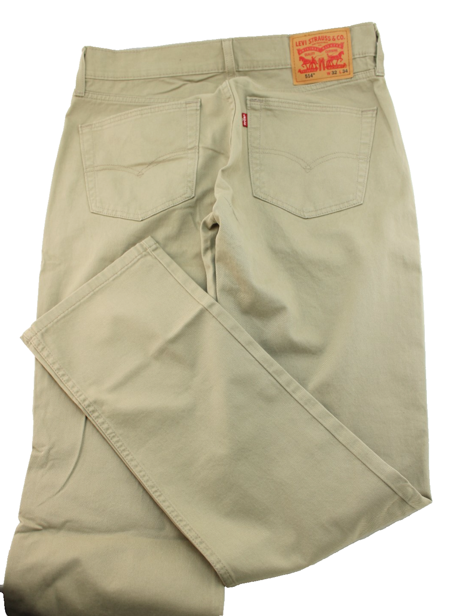 New LEVI'S 514 Straight Fit Size 32 x 34 Khaki Tan Men's Stretch