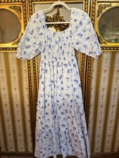 LoveShackFancy x Target Gemma Blue White Floral Maxi Dress XXS P NWOT Cotton