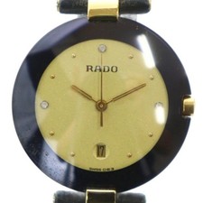 Reloj de cuarzo con fecha Rado 129.4077.4N para dama esfera negra redondo vintage Japón