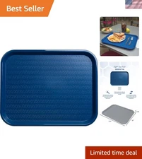 Reusable 18.7" x 14" Textured Cafeteria Tray in Blue - Perfect for Dining Halls