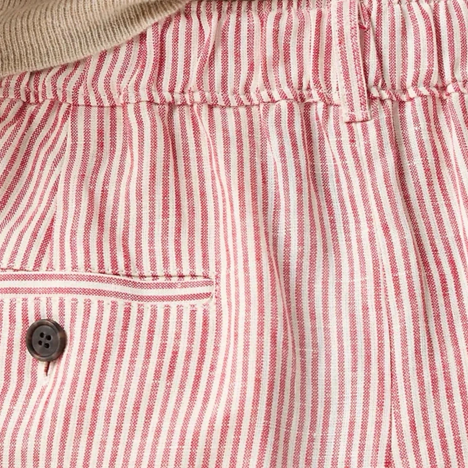 Corto de lino a rayas rojas J Crew Harbor de 3 pulgadas para mujer talla L Foto 3 de 4