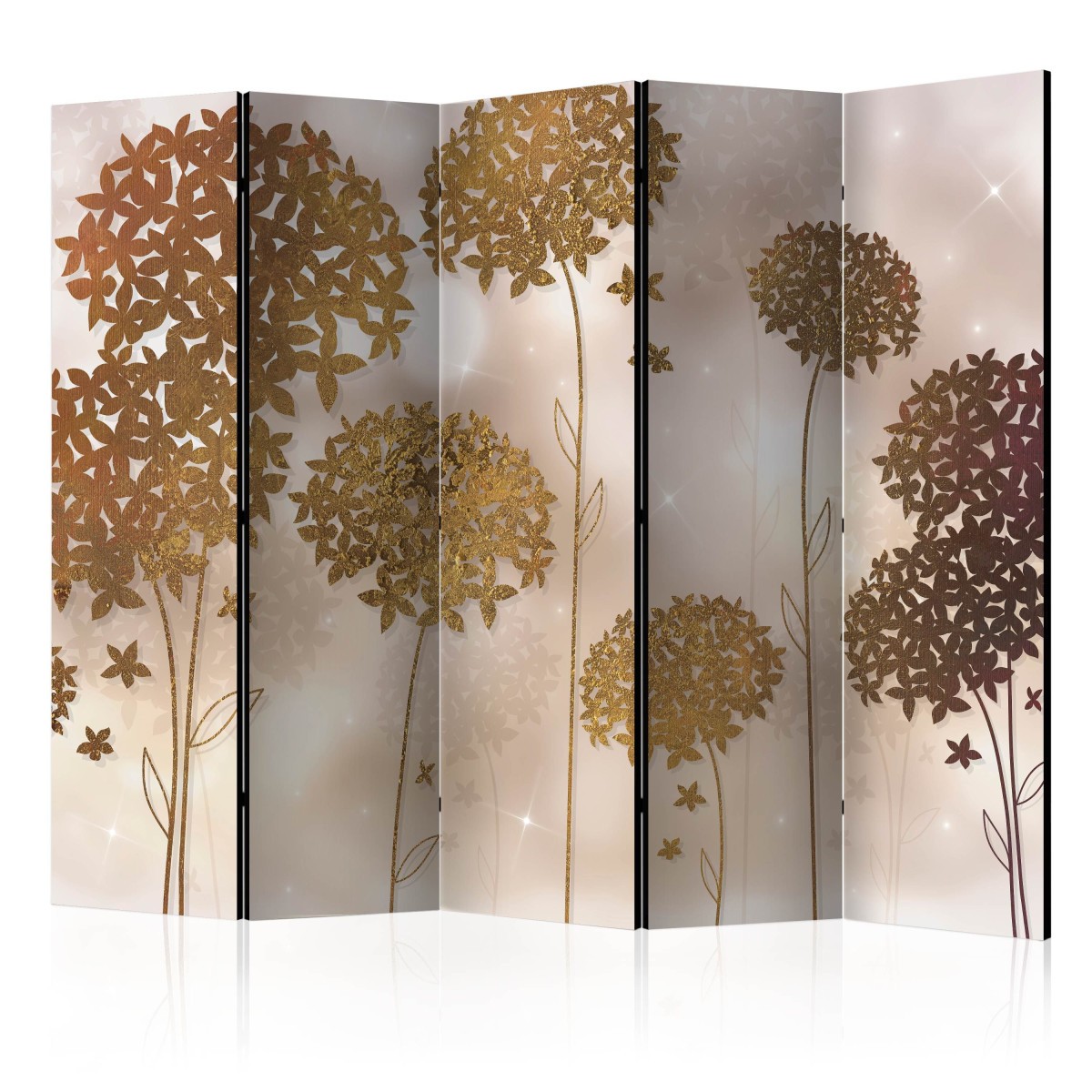 Paravent 5 volets Golden Garden pour cacher le vis-à-vis et séparer une chambre