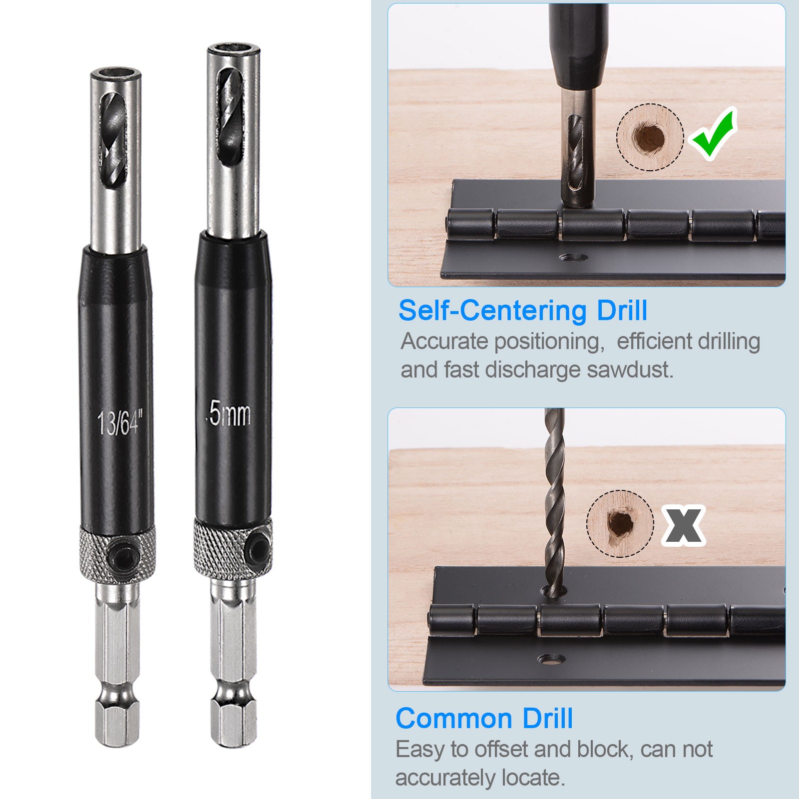 22pcs Self Centering Drill Bit Set High Speed Steel Hex Shank Woodworking Bits