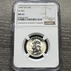 1947-S/S 25c Silver Washington Quarter - RPM FS-501 - NGC MS 65