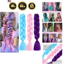Colorful Braiding Hair Extensions 24 Inch 3 Pack for Rainbow Braids Synthetic