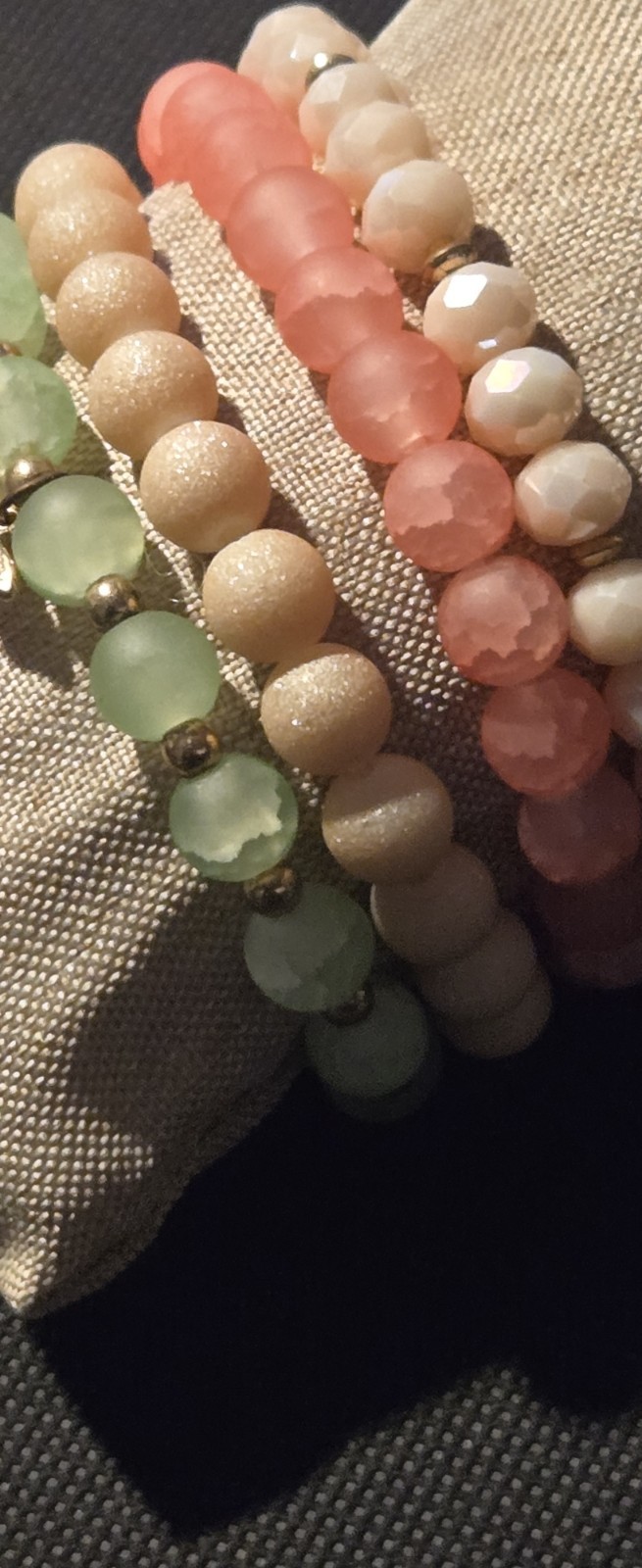 Boho Beaded Stretch Bracelet Stack Set Druzy Fros… - image 1