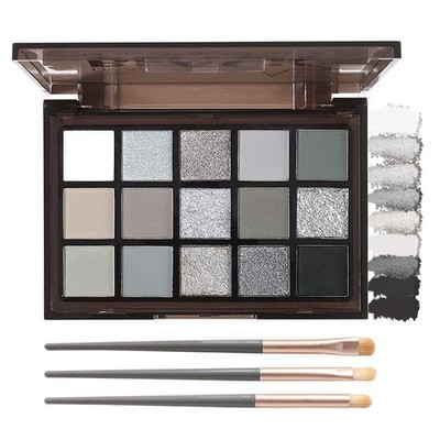 Goth Lidschatten Schwarz, 15 Farben Smoky Eyeshadow Palette, Matt Schimmer Li...