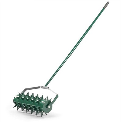 18in Lawn Aerator, Heavy Duty Rolling Aerator Lawn Tool, Manual Lawn Aerator