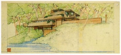 Frank Lloyd Wright John Pew House Architectural Drawing Prairie School Art Print