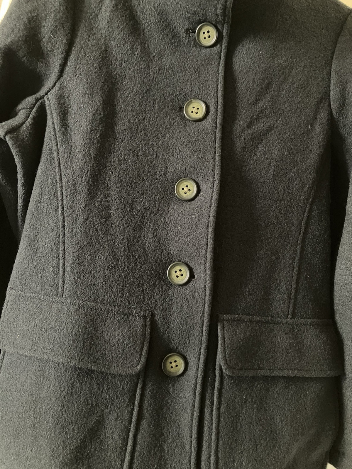 LL Bean Boiled Wool Peacoat Jacket Women’s Medium Petite Darkest Green NWT image 6