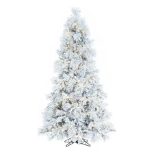Vickerman 78" Atka Slim LED Lights Artificial Christmas Tree in Flocked White