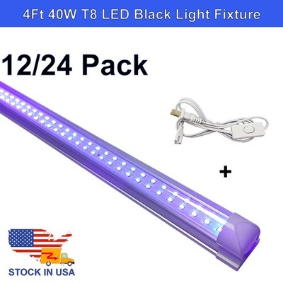 12/24PCS 4Foot LED UV Black Light Bar Fixture Ultraviolet Bulbs for Club Party