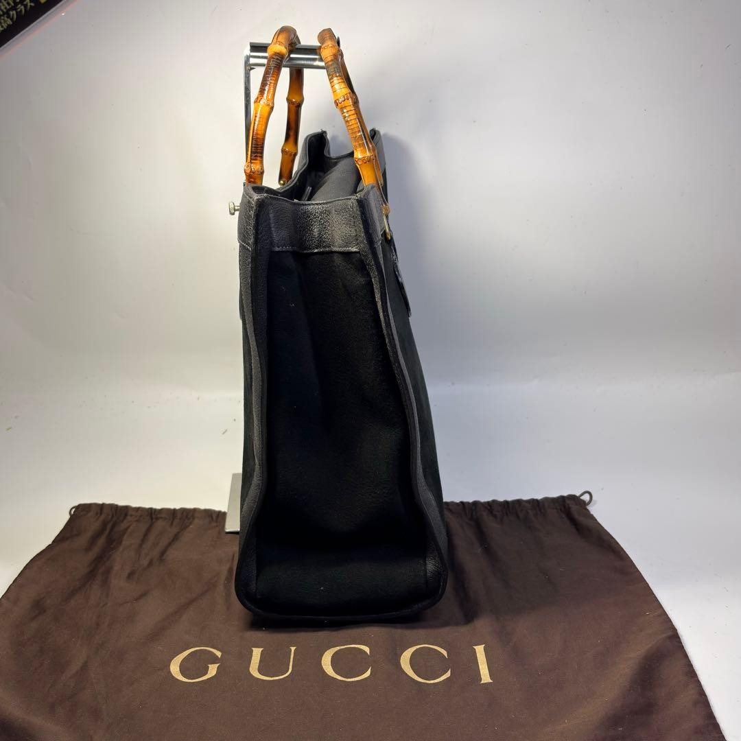 GUCCI Diana Bamboo Tote Hand Bag Magnetic Leather Suede Black Vinatge From Japan thumbnail 5