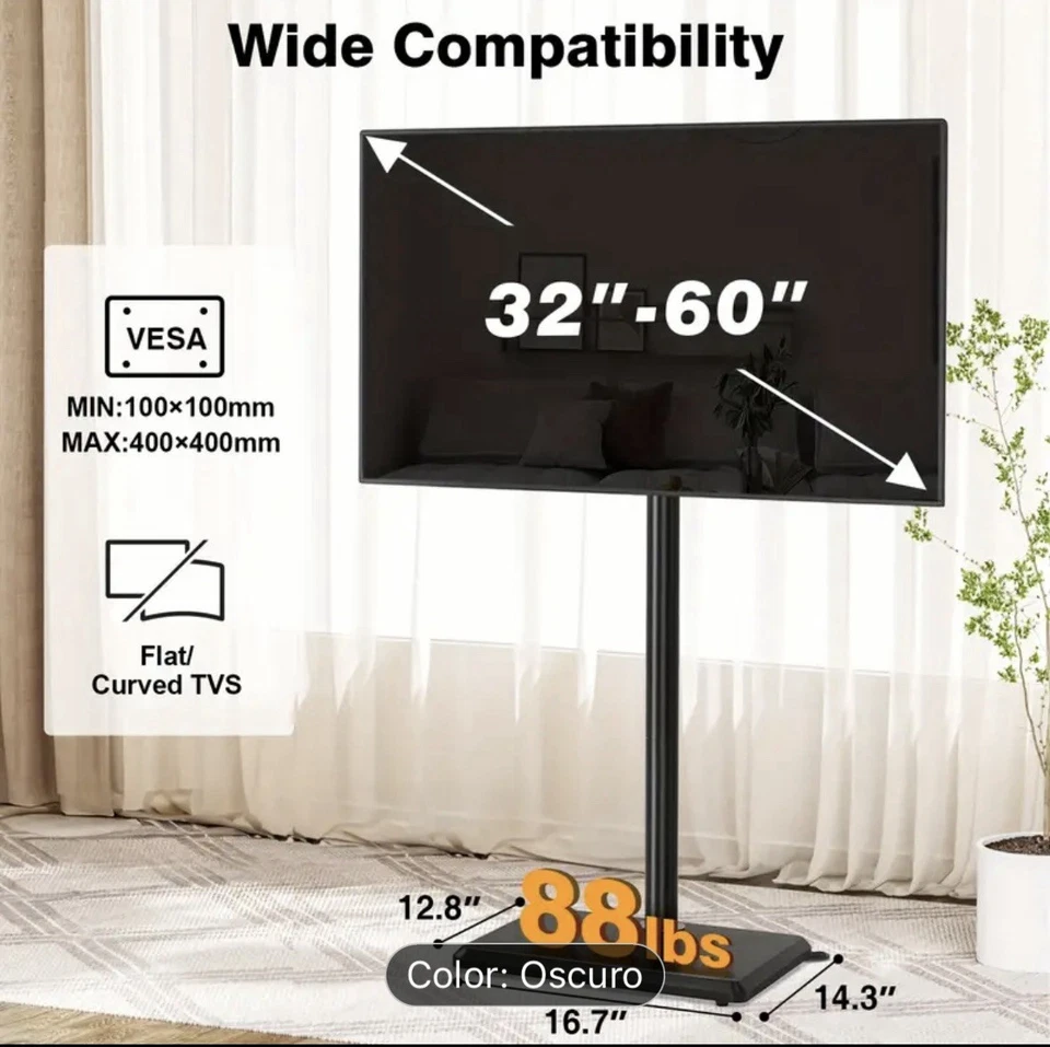 Soporte de TV para televisores LED/LCD/OLED Soporte de suelo de altura ajustable - Image 3 of 3