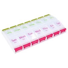 Weekly Pill Box Jumbo Extra Large 8" x 4.25" Pill Organizer 7 Day 2 Times a Day