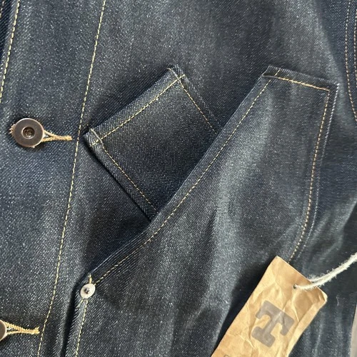 TELLASON SELVEDGE DENIM 32 OZ. “COVERALL” JACKET / NEW W/TAGS SZ. LG. USA MADE image 5