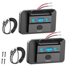 2 Pack 90W 12 Volt USB Outlet Panel Wall Mount Dual 36W PD  QC3.0 18W Car