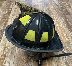 2022 Lion Classic Hooded Firefighters Helmet Tooled Black Reflectors