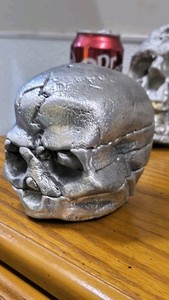 Hand Cast Aluminum Skull 4x3x4inFigurine Collectible Sculpture Tabletop