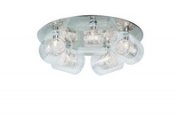 Halogen Deckenleuchte Deckenlampe Dimmbar 5-Flg. Glas Chrom