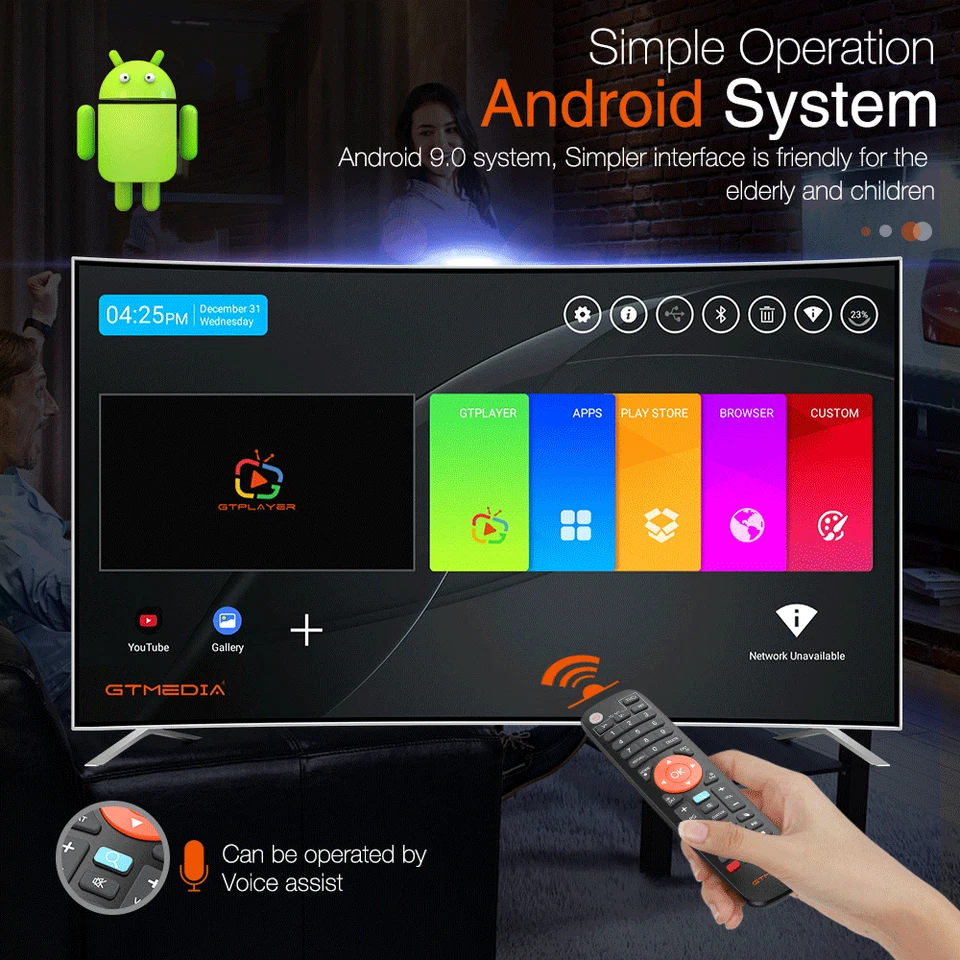 FTA DVB-S2/S2X/T2/C 4:2:2 Android Smart TV BOX Quad Core 4K 3D HDR Media Player - Bild 4 von 4