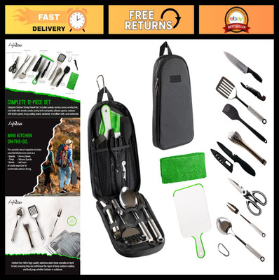 12-Piece Camping Cooking Utensil Set - Portable Outdoor Kitchen Gear, BBQ Grill