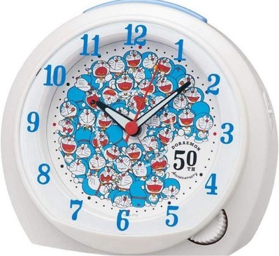 Seiko Doraemon 50th Anniversary Alarm Clock White Pearl Timepiece Genuine