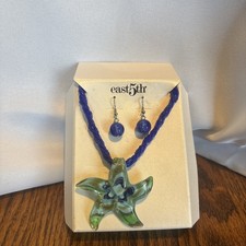 Art Glass Starfish Necklace And Matching Earrings