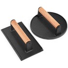 2 Pcs Cast Iron Bacon Press Small Burger Grill Press with Ergonomic Handle