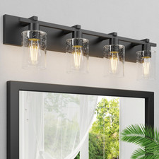 Espird Bathroom Vanity Light 4 Light Matte Black Light Fixture Thickened Seeded
