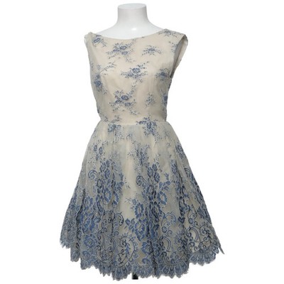 Alice + Olivia, Cocktailkleid, Größe: 34, Beige/Blau #HsO