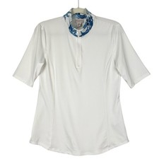 TOMMY BAHAMA Women's Active 1/4 Zip Golf Polo Shirt White Blue Floral M Active