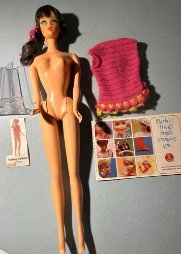 Vintage Mattel Talking Brunette w/  Side Pony  - Read ( Has SS, Stand & Booklet)