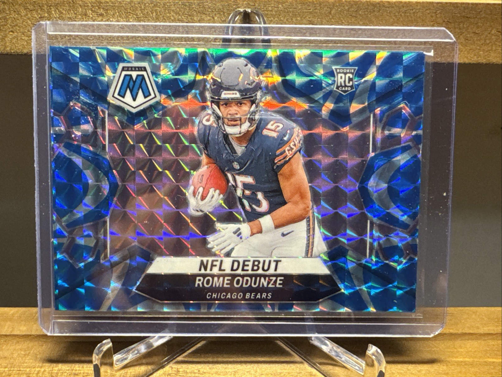 2024 Panini Mosaic - NFL Debut Reactive Blue Mosaic Prizm #281 Rome Odunze (RC)