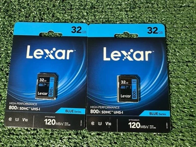Lexar 32GB High-Performance 800x UHS-I SD HC Memory Card BLUE Series 2-Pack Lot - Image 1 of 2