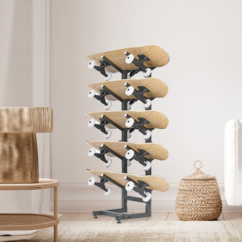 5 Layer Skateboard Deck Rack Holder Floor Stand Longboard Display Shop Organizer