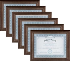 Kieva Solid Wood Document Frames, Distressed Espresso Brown 8.5X11, Pack of 6