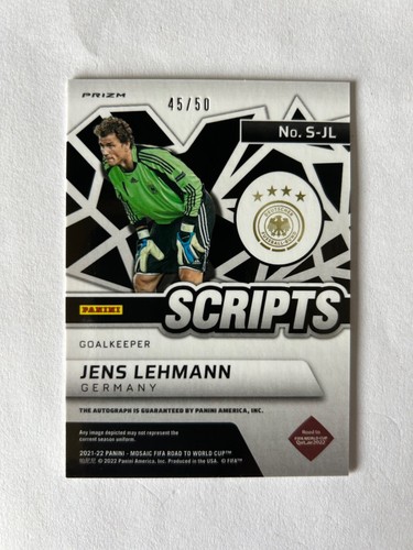 2021-22 Mosaic Jens Lehmann Orange Fluorescent Prizm Autograph SSP #45/50 Auto - Picture 2 of 2