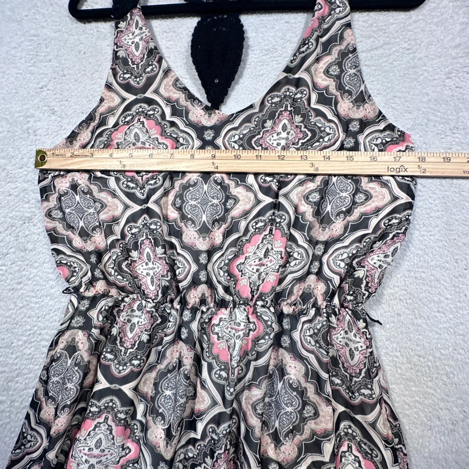 Vintage 90s Y2K Stooshy Dress Womens L Sleeveless Crochet Pink Black Made in USA - Image 3 of 4