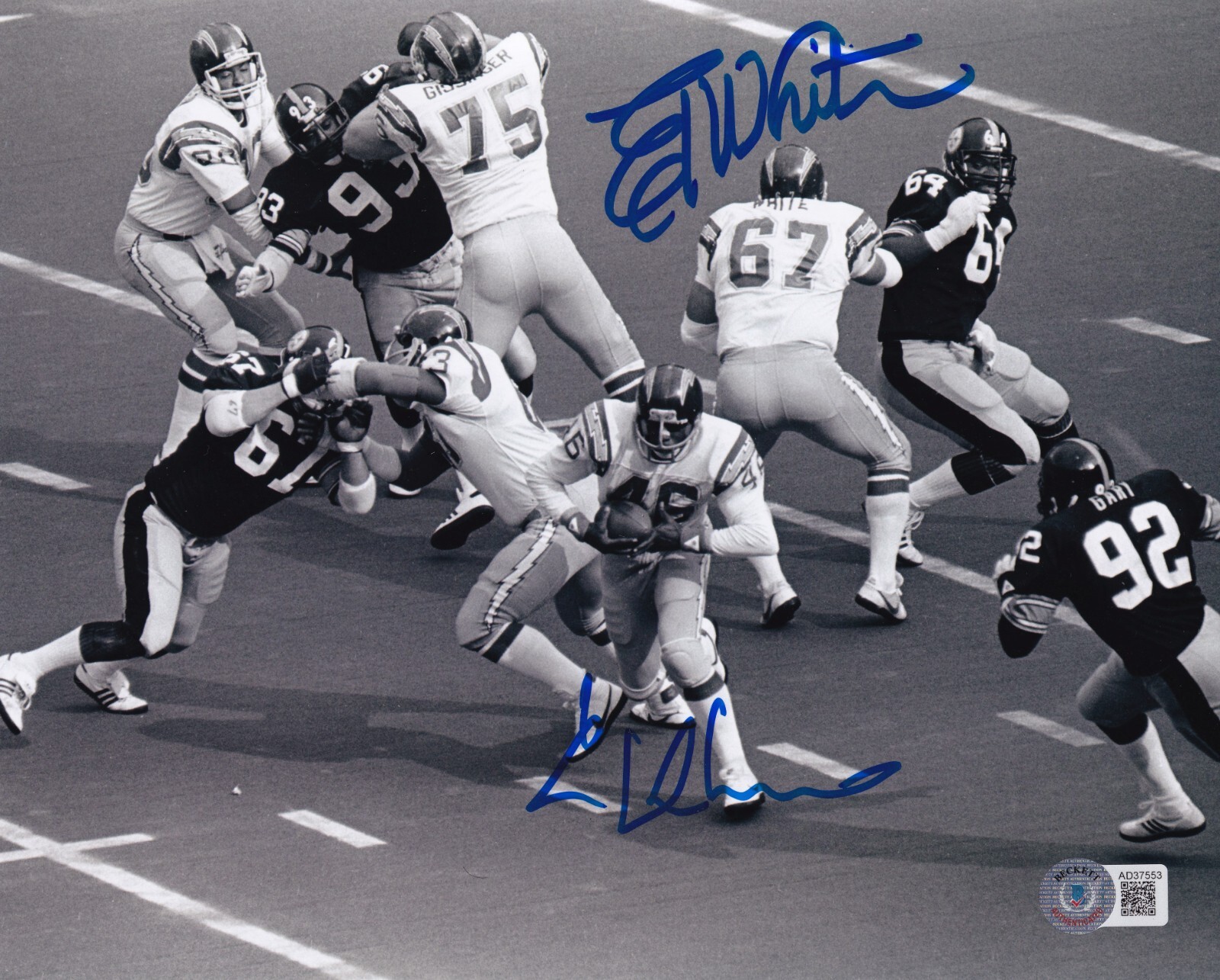 Chuck Muncie Autographed Signed San Diego Chargers & Ed White 8x10 Photo BAS COA Air Coryell Picture Cal Bears 