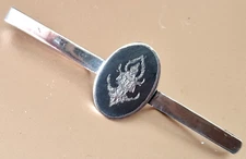 LARGE HEAVY STERLING SILVER NIELLO TIE BAR CLIP - SIAM GODDESS 6.5cm