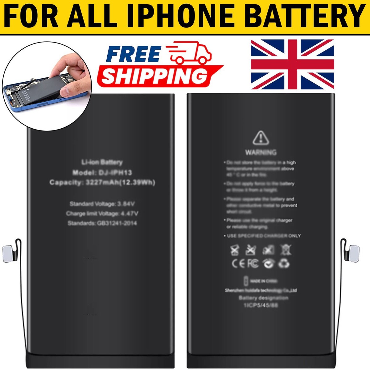 Replacement Battery High-Quality Long-Lasting for All iPhone