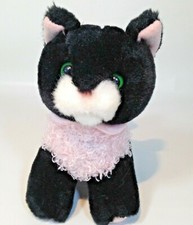 Animal Alley Black Cat Soft Plush Green Eyes Pink Curly Vest 2000 Toys R Us 6"