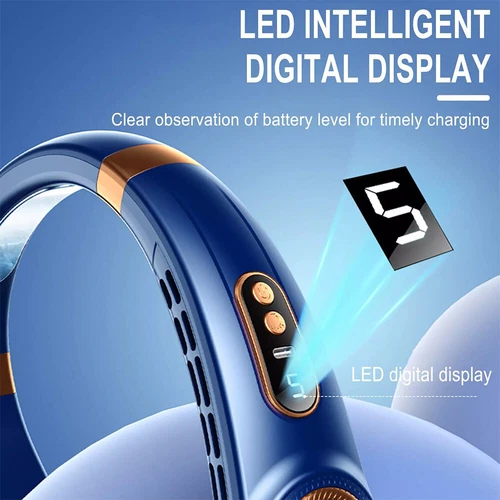 5-Speed Portable Hanging Neck Fan USB Rechargeable Bladeless W/ Cold Plate USA - Picture 6 of 17
