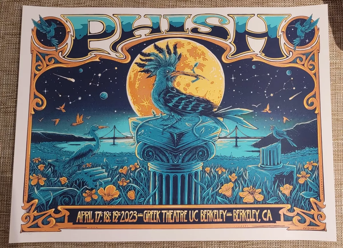 Phish Poster Berkeley Greek Theater 2023 Orange Numbered XX/1200 ZazzCorp |  eBay