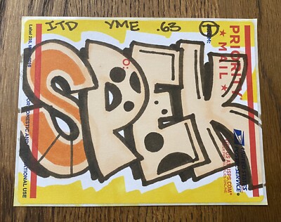 Spek YME signierter handgezeichneter USPS Aufkleber Urban Graffiti Street