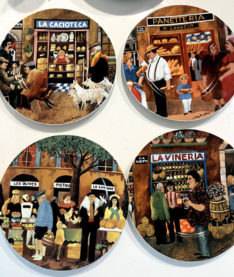 Guy Buffett- Tuscan Storefronts Dinner Plates Set of 8