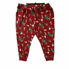 Old Navy Pajama Pants Dogs Woman's 2X Christmas Flannel Jogger Loungewear Red